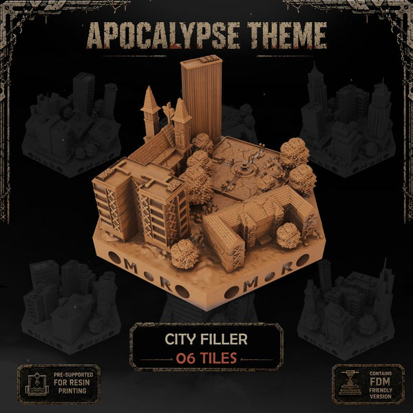 Apocalypse City Filler Tiles printable STL tile preview 1