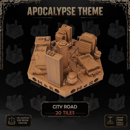 Apocalypse City Road Tiles printable STL tile preview 1