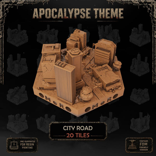 Apocalypse City Road Tiles printable STL tile preview 1