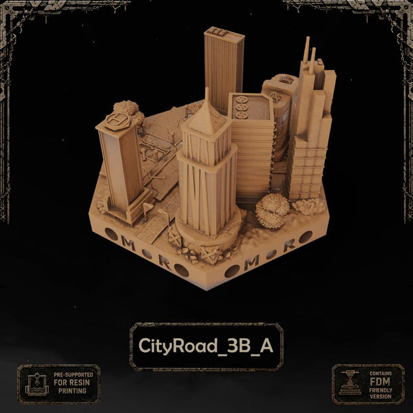 Apocalypse City Road Tiles printable STL tile preview 2