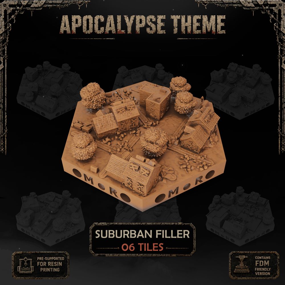 Apocalypse Suburban Filler Tiles printable STL tile preview 1