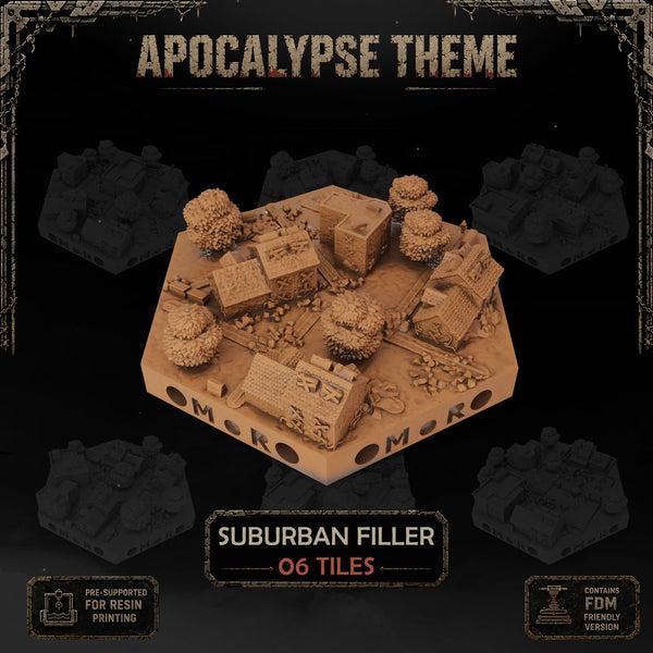 Apocalypse Suburban Filler Tiles printable STL tile preview 1