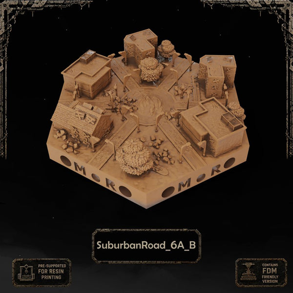 Apocalypse Suburban Road Tiles printable STL tile preview 2