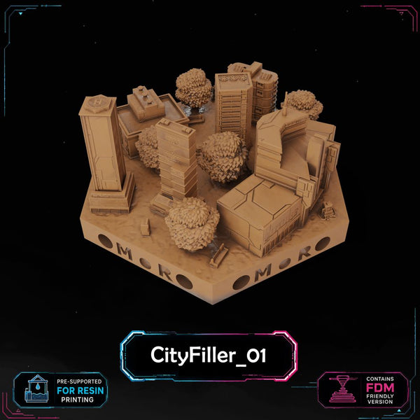 Cyberpunk City Filler Tiles printable STL tile preview 2
