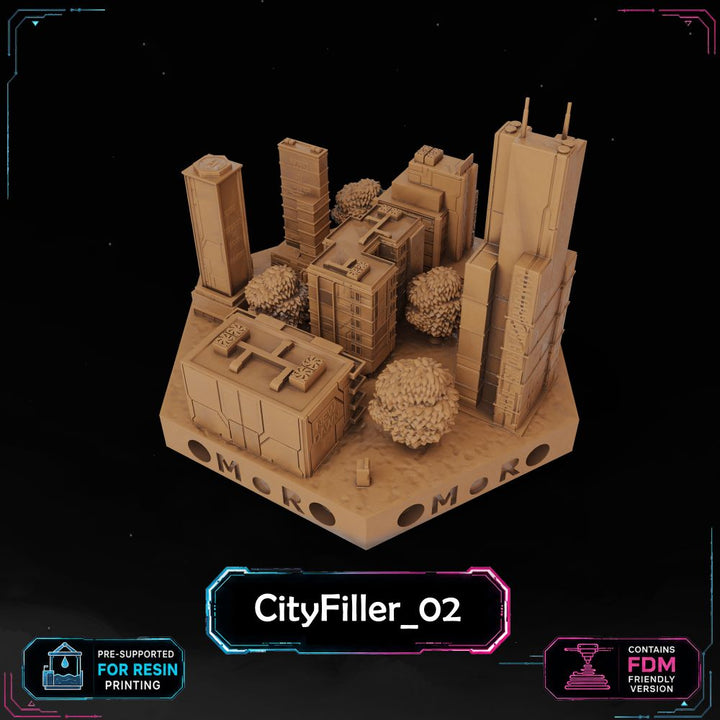 Cyberpunk City Filler Tiles printable STL tile preview 3 — included tile image 3