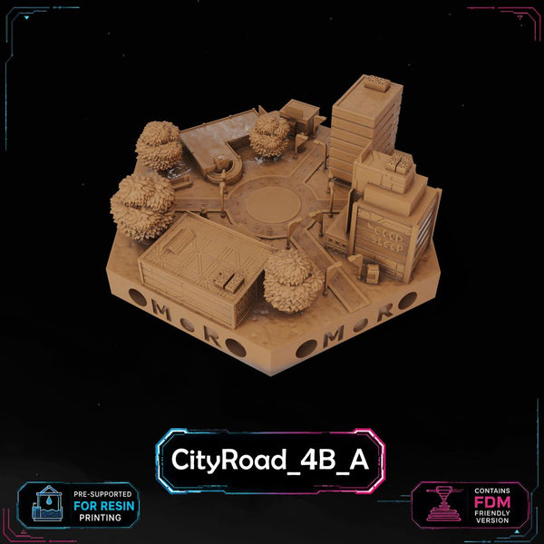 Cyberpunk City Road Tiles printable STL tile preview 2