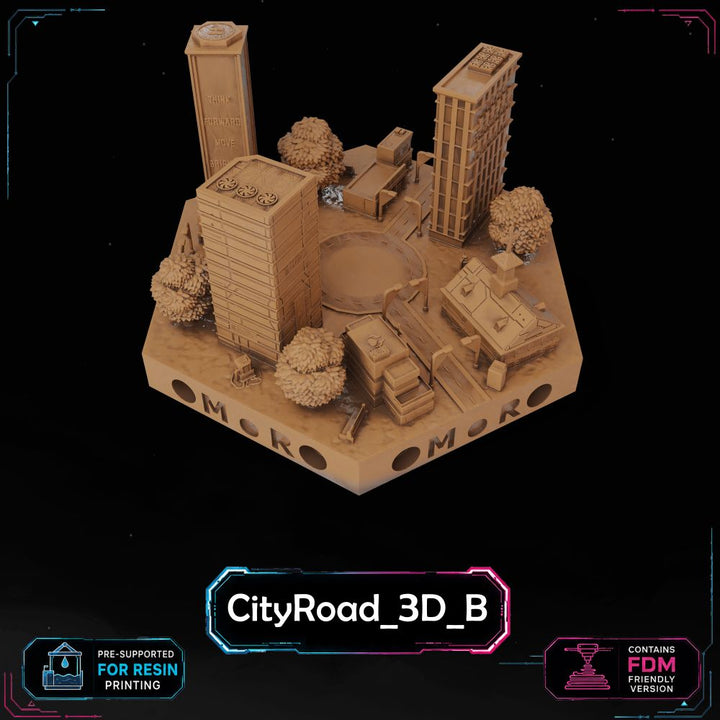 Cyberpunk City Road Tiles printable STL tile preview 5 — included tile image 5