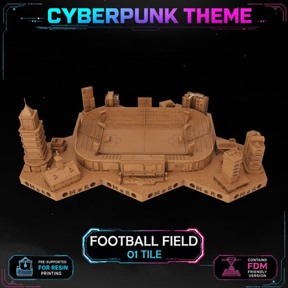 Cyberpunk FootBall Field printable STL tile preview 1