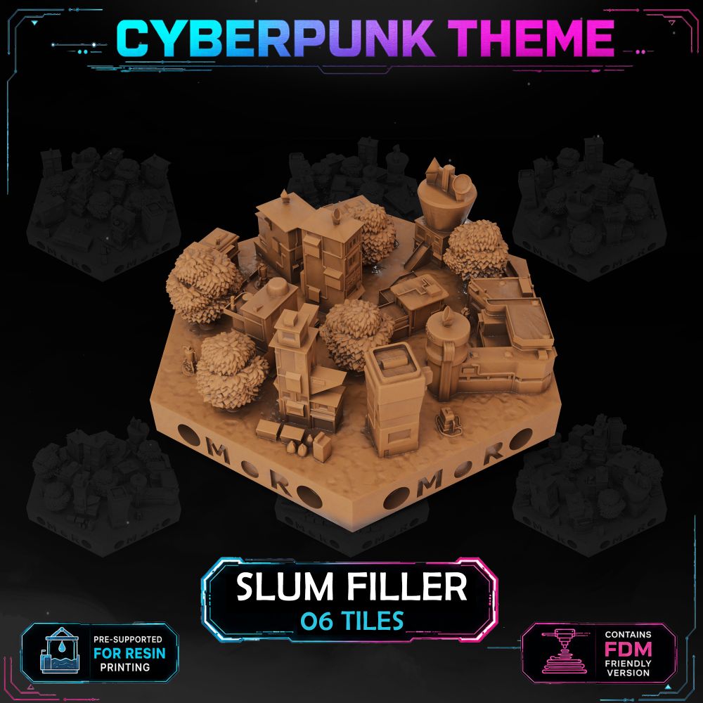 Cyberpunk Slum Filler Tiles printable STL tile preview 1
