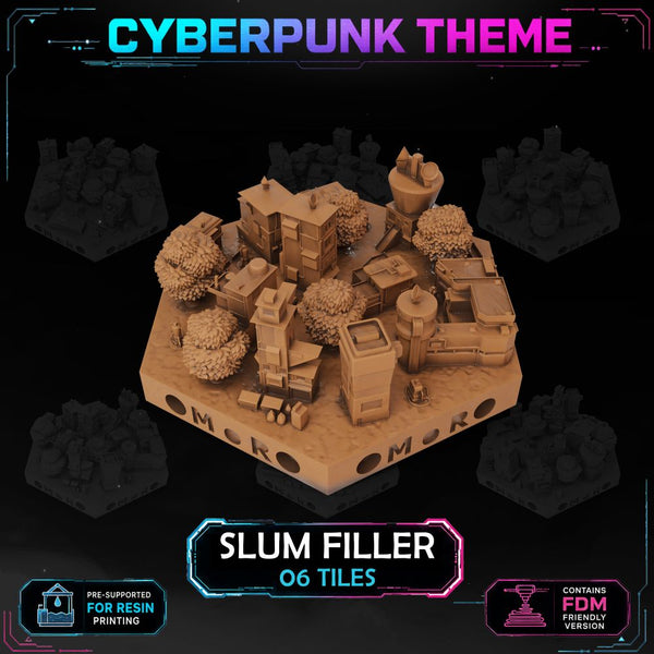 Cyberpunk Slum Filler Tiles printable STL tile preview 1