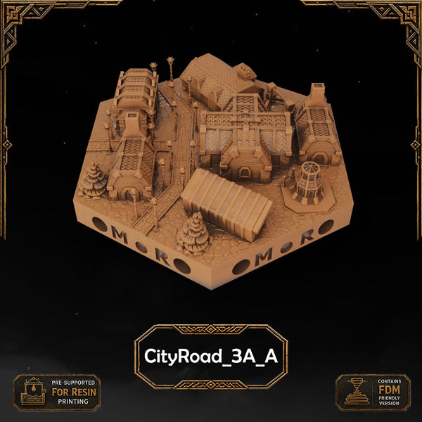 Dwarven City Road Tiles printable STL tile preview 2