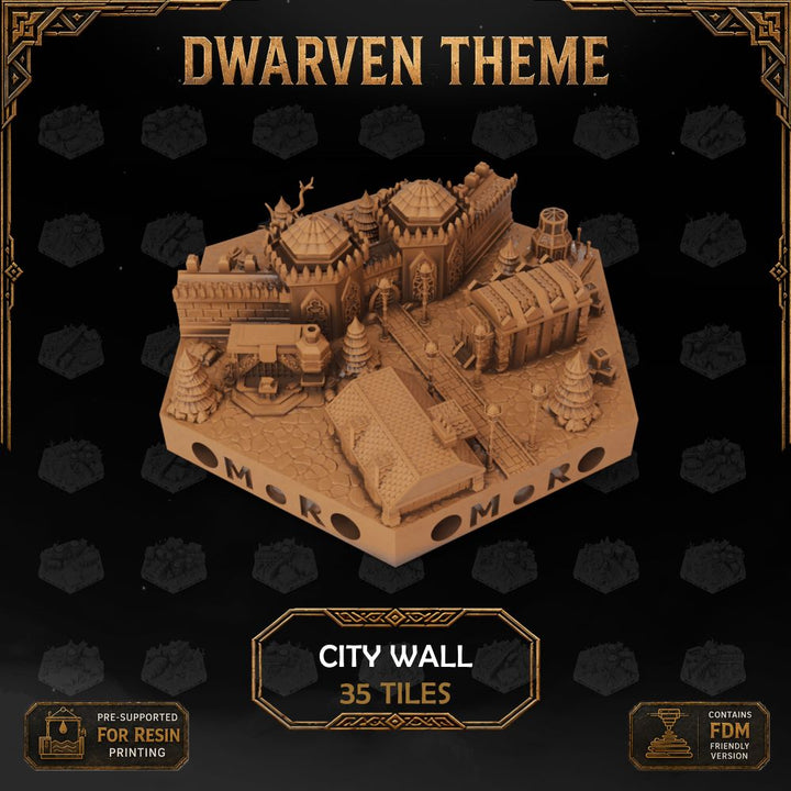 Dwarven City Wall Tiles printable STL tile preview 1 — included tile image 1