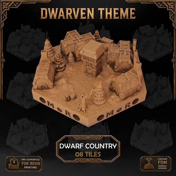 Dwarven Country Tiles printable STL tile preview 1