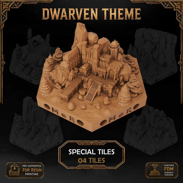 Dwarven Special Tiles printable STL tile preview 1