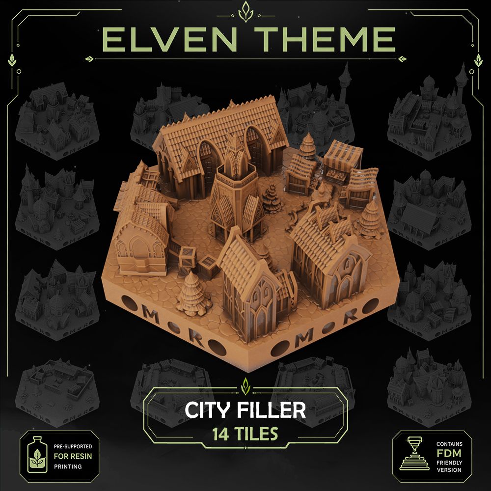 Elven City Filler Tiles printable STL tile preview 1