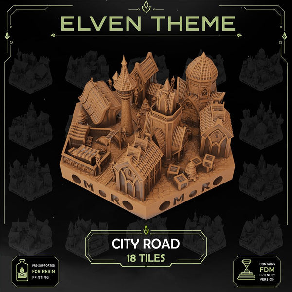 Elven City Road Tiles printable STL tile preview 1