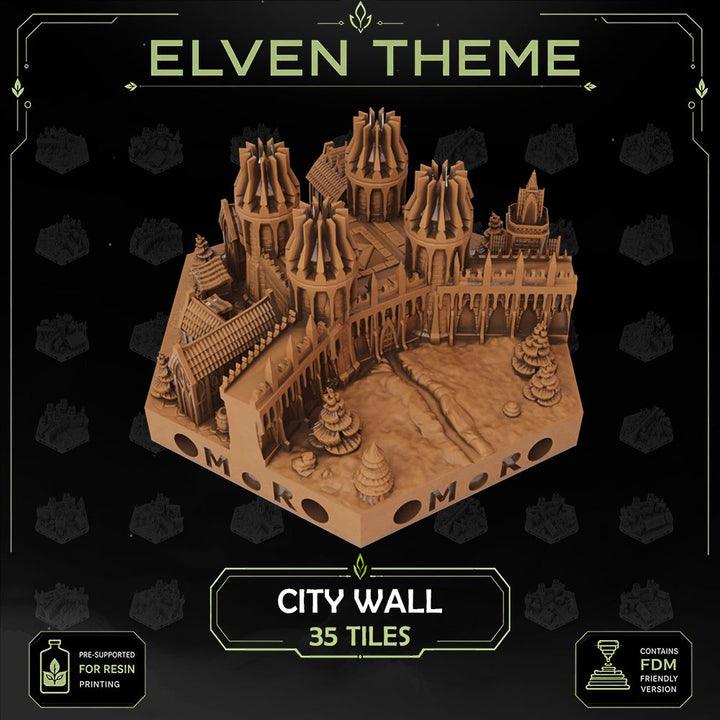 Elven City Wall Tiles printable STL tile preview 1 — included tile image 1