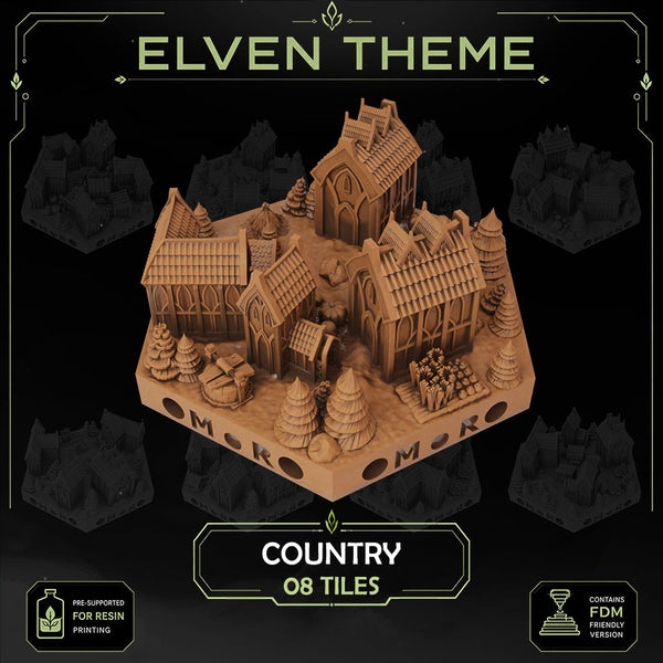 Elven Country Tiles printable STL tile preview 1