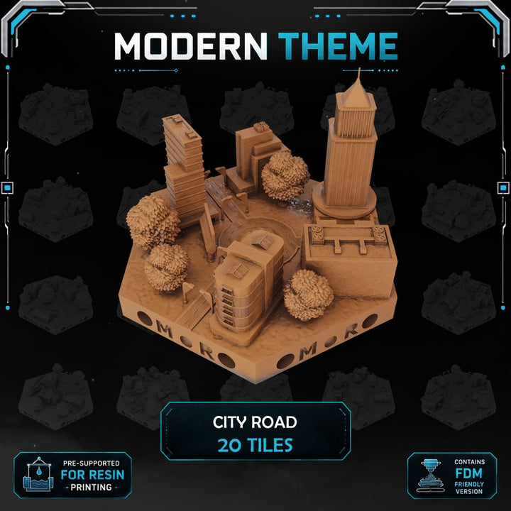 Modern City Road Tiles printable STL tile preview 1 — included tile image 1