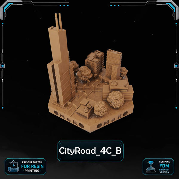 Modern City Road Tiles printable STL tile preview 2