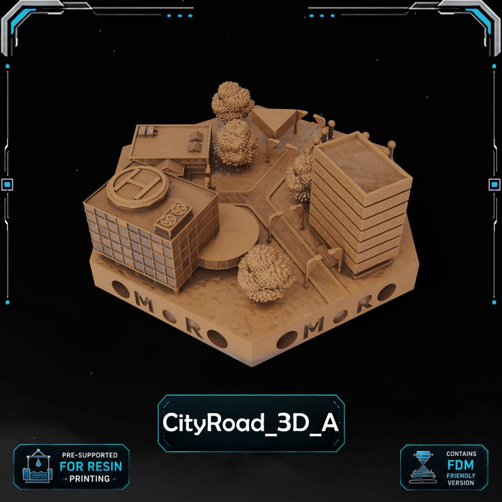 Modern City Road Tiles printable STL tile preview 16 — included tile image 16