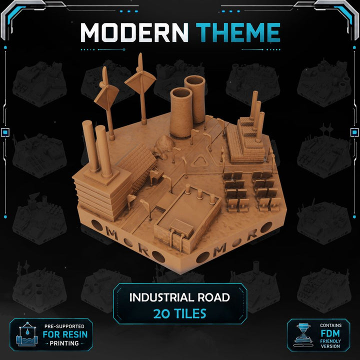 Modern Industrial Road Tiles printable STL tile preview 1 — included tile image 1