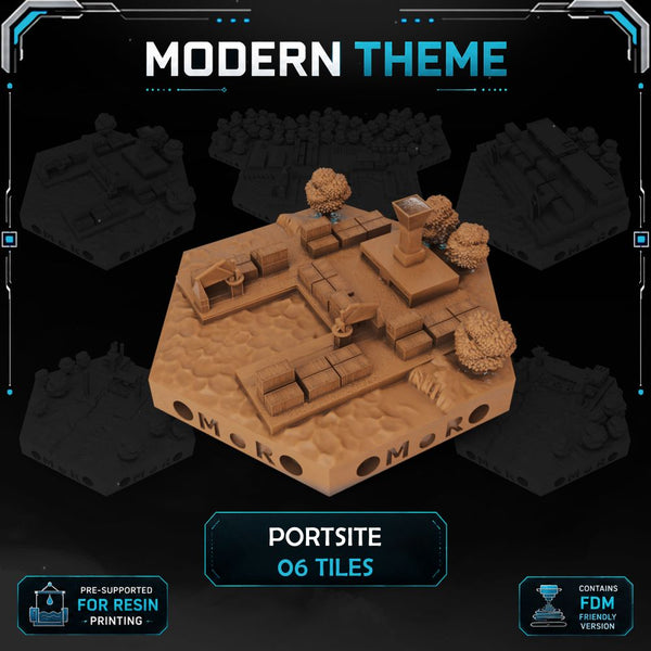 Modern PortSite Tiles printable STL tile preview 1