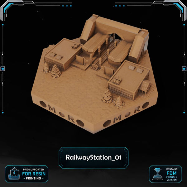 Modern Railway Station printable STL tile preview 2