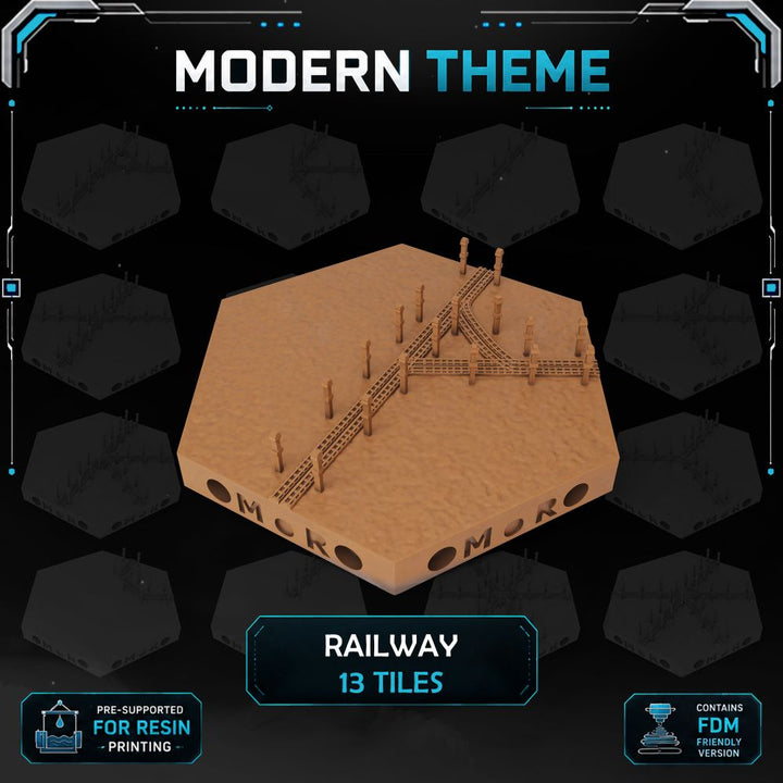 Modern Railway Tiles printable STL tile preview 1 — included tile image 1