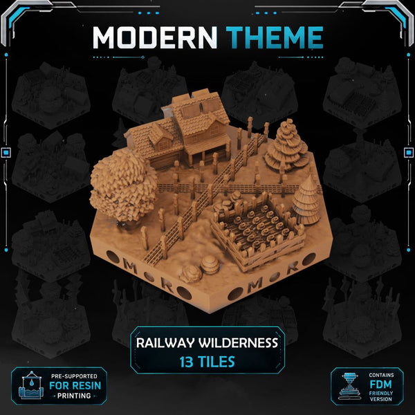 Modern Railway Wilderness Tiles printable STL tile preview 1