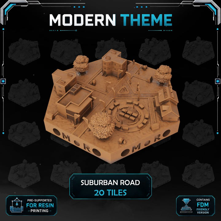 Modern Suburban Road Tiles printable STL tile preview 1 — included tile image 1
