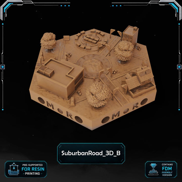 Modern Suburban Road Tiles printable STL tile preview 6 — included tile image 6