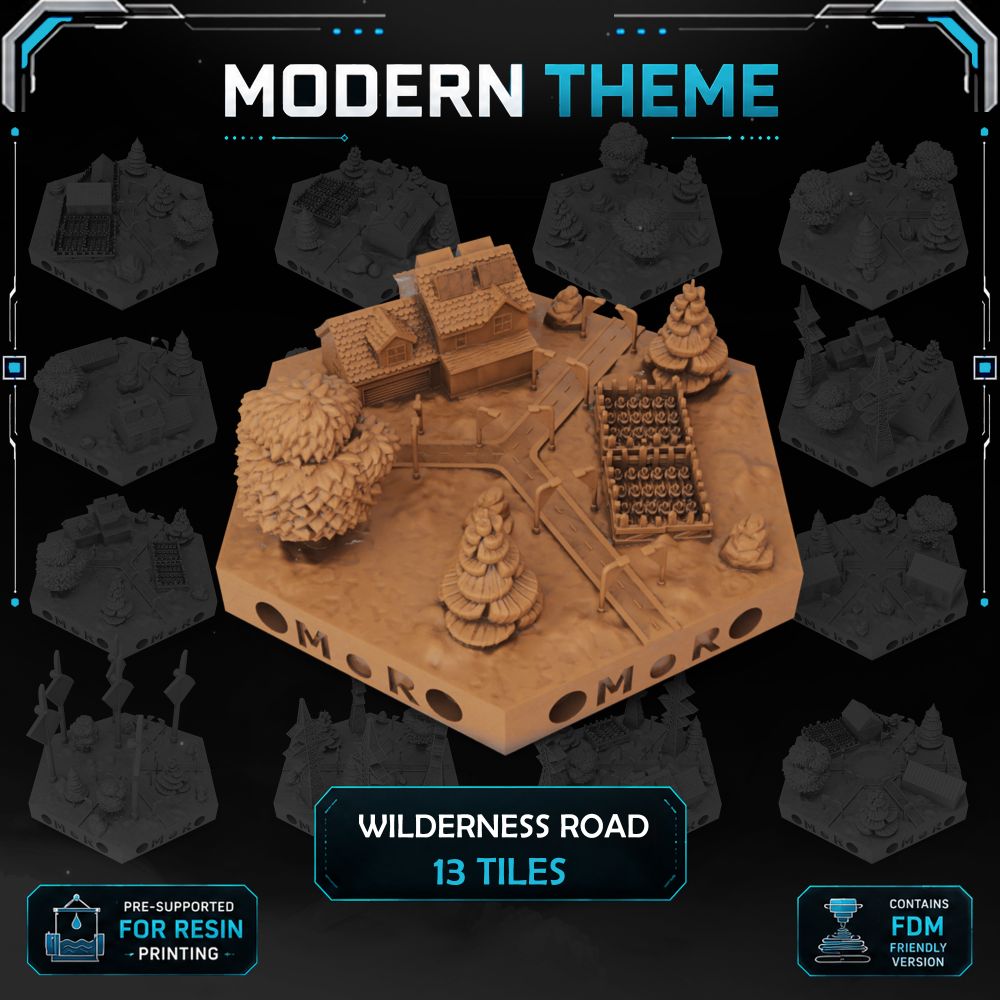 Modern Wilderness Road Tiles printable STL tile preview 1