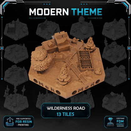 Modern Wilderness Road Tiles printable STL tile preview 1