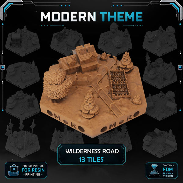 Modern Wilderness Road Tiles printable STL tile preview 1