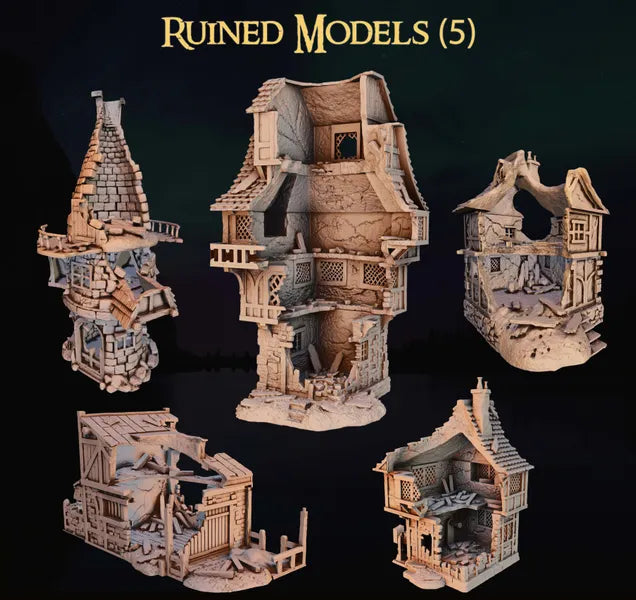 Abandoned Buildings Pack - Set of 5 digital STL preview