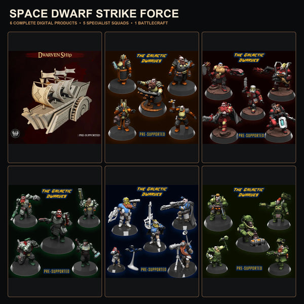 Space Dwarf Strike Force complete six-product overview