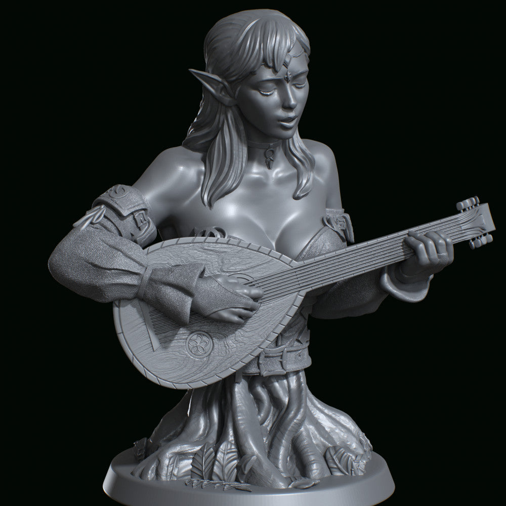 Wood Elf Bard Bust digital STL preview 1